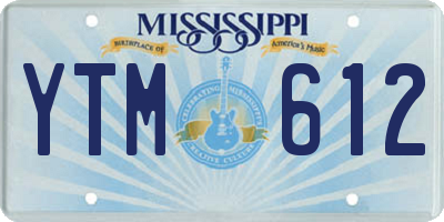 MS license plate YTM612