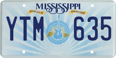 MS license plate YTM635