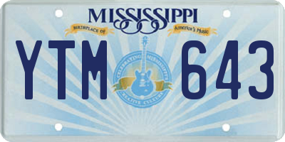 MS license plate YTM643