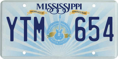 MS license plate YTM654