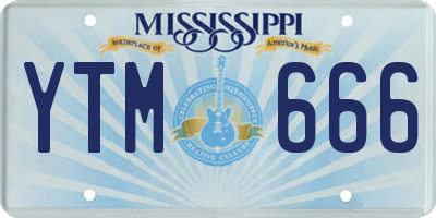 MS license plate YTM666