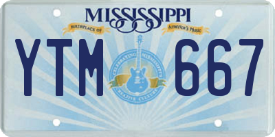 MS license plate YTM667