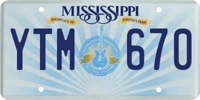 MS license plate YTM670