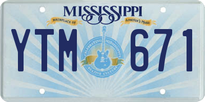 MS license plate YTM671