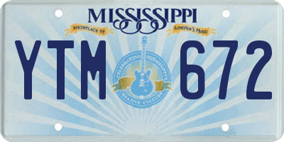MS license plate YTM672