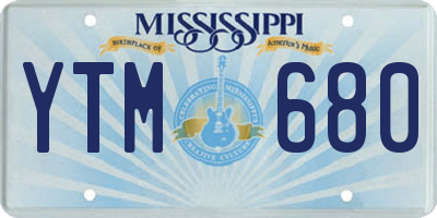 MS license plate YTM680