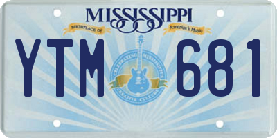 MS license plate YTM681