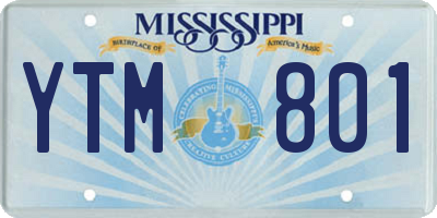 MS license plate YTM801