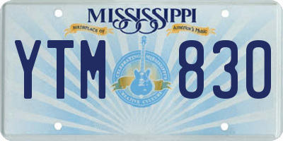 MS license plate YTM830