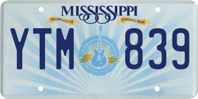 MS license plate YTM839