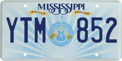 MS license plate YTM852