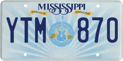 MS license plate YTM870