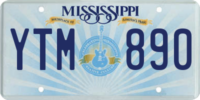 MS license plate YTM890