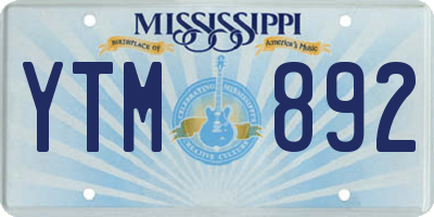 MS license plate YTM892