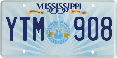 MS license plate YTM908