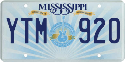 MS license plate YTM920