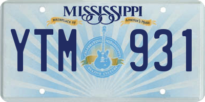 MS license plate YTM931