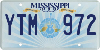 MS license plate YTM972