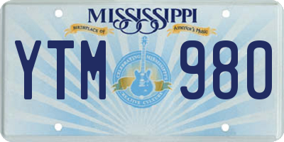 MS license plate YTM980