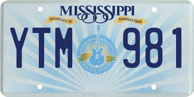 MS license plate YTM981