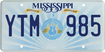 MS license plate YTM985