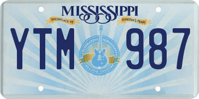 MS license plate YTM987