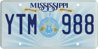 MS license plate YTM988
