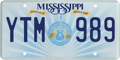 MS license plate YTM989