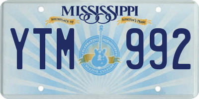 MS license plate YTM992