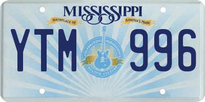 MS license plate YTM996