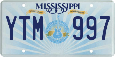 MS license plate YTM997