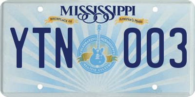 MS license plate YTN003