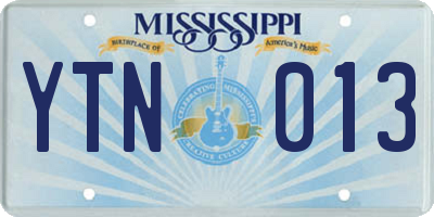 MS license plate YTN013
