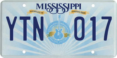 MS license plate YTN017
