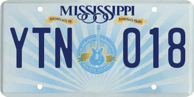 MS license plate YTN018