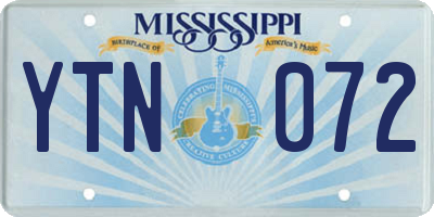 MS license plate YTN072