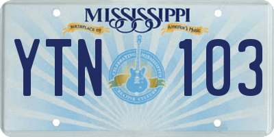 MS license plate YTN103