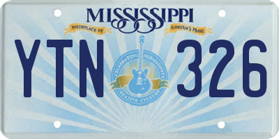 MS license plate YTN326