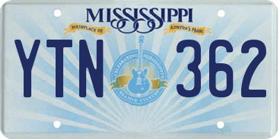MS license plate YTN362