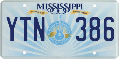 MS license plate YTN386