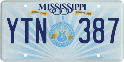 MS license plate YTN387