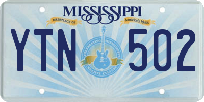 MS license plate YTN502