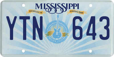 MS license plate YTN643