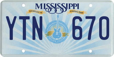 MS license plate YTN670