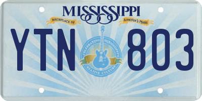 MS license plate YTN803