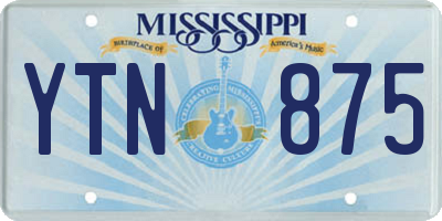 MS license plate YTN875