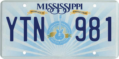 MS license plate YTN981