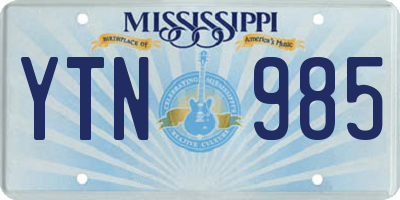 MS license plate YTN985