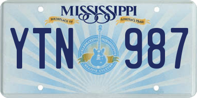 MS license plate YTN987
