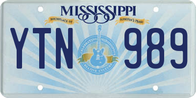 MS license plate YTN989
